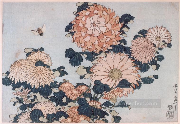 crisantemos y tábanos Katsushika Hokusai Ukiyoe Pintura al óleo